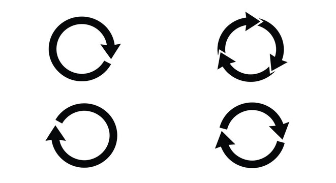 Circular arrow icons set black silhouette high quality