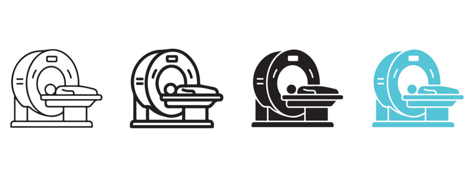 Set of medical ct scan machine icons