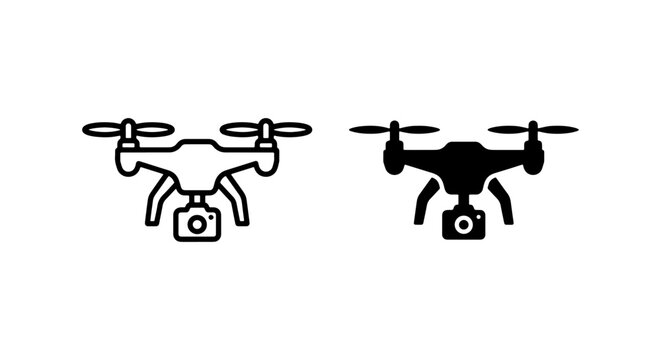 Drone Icons, Aerial Photography Vector Set, Quadcopter Camera Graphics