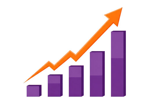 Growth chart with rising arrow on transparent background high quality professional