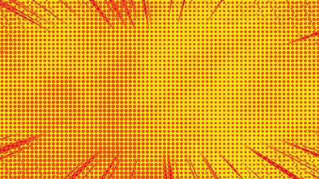 orange yellow comic pop art speed lines halftone rotating loop animation background.