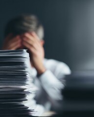 Obraz premium Businessman stressed at work, deadline pressure concept