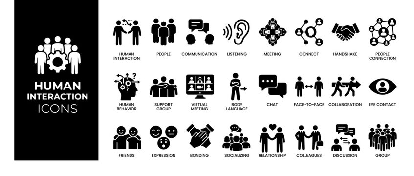 Human interaction icon set.  Vector illustration.