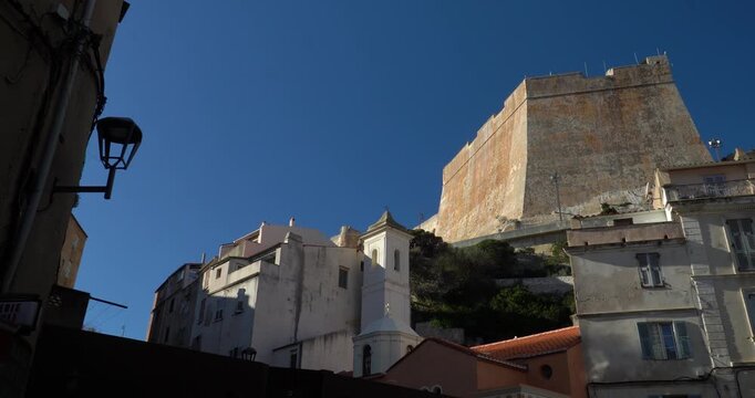 The impressive old town of Bonifacio in the south of Corsica, France.