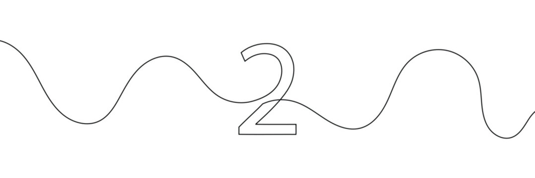 Number two continuous one line drawing of number 2. editable One line drawing of number 2 icon. Number 2 is drawn by continuous line drawing. doodle vector illustration. EPS 10 .
