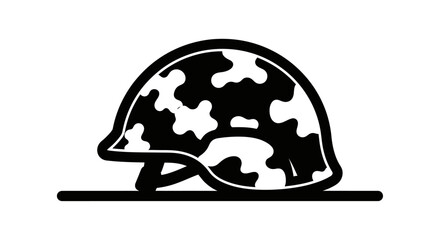 Camouflage Helmet: A depiction of a solitary military helmet with a unique camouflage pattern. © sogon