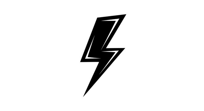 Black lightning bolt icon symbol.