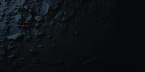 Dark abstract grunge background featuring a stone cavern wall texture with light hitting old rock and water in a black night mountain cave © MIm
