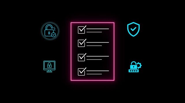 Neon red interface elements on a black background depicting a user profile. Business Use holography screen for health insurance for life, financial protection, online insurance services,