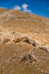 Fototapeta premium The landscape of sharp mountain peaks in Kourtaliotiko Gorge on the Greek island of Crete
