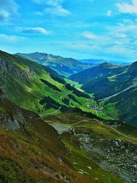 Austrian Alps - view from the path to the peak of Pfannkopfl near the Tuxerjoch hut