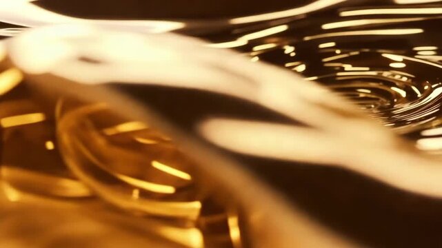 Close up of guitar brass band and golden horn with metallic texture Premium gold abstract background video