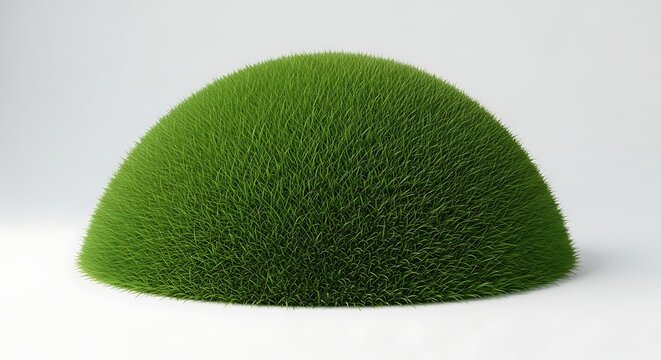 A green semi spherical object made of grass or moss isolated on transparent background