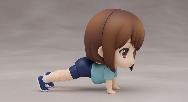 Brown haired girl doing push up.