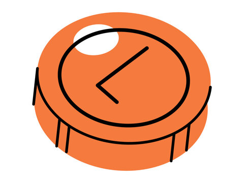 Orange circular button with a checkmark symbol vector illustration. Success, task completion, verified status, quality, choice, achievement. Round tick icon with an orange background