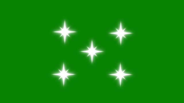 shiny glowing stars, fairy twinkle stars on green screen.Glow twinkle movement timeline, energy explosion video.Shine effect sprite sheet for motion design. 4k animison