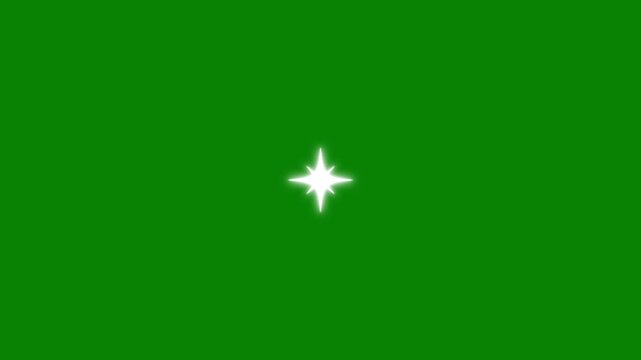 Twinkle Sparkling stars Shine animation on green screen.shimmering light camera flashes stars. Vector, doodles style stars blinking effects with Alpha Channel.4k video