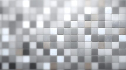 Fototapeta premium An abstract soft focus mosaic background featuring a muted grid of geometric tiles in subtle shades of grey and white