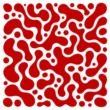 Abstract red liquid shapes pattern on a square background Vector, illustration