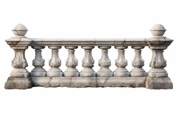 Naklejka premium Ancient stone balustrade providing a classic architectural detail, isolated on white