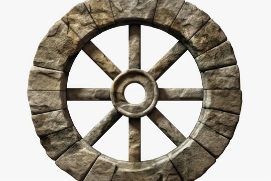 Stone wheel representing ancient technology and prehistoric invention