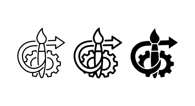 Creative Process Icons, Art Workflow Symbols, Design Production Graphics, Vector Set