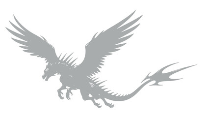 Flying dinosaur with long tail and wings in grey © TANZIM22