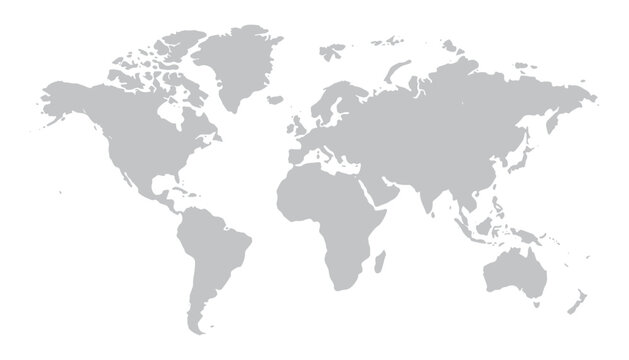 World map outline with countries and continents