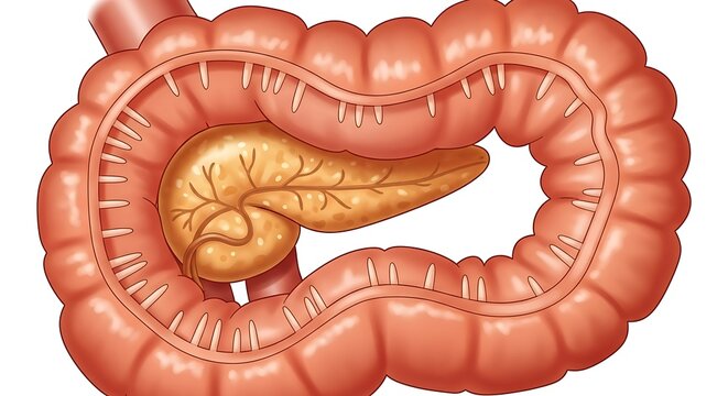 Human digestive system anatomy illustration.