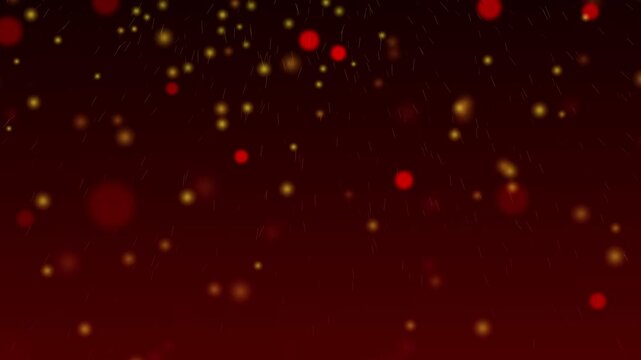 Dramatic Red and Golden Ember Particles Falling from Top on Dark Red Gradient Background, Warm Glowing Bokeh and Sparks for Cinematic Fire and Luxury Themes