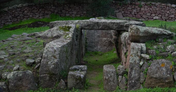 The Giant's Tomb of Moru (Tomba dei giganti di Moru), an archaeological site in Arzachena in Sardinia.