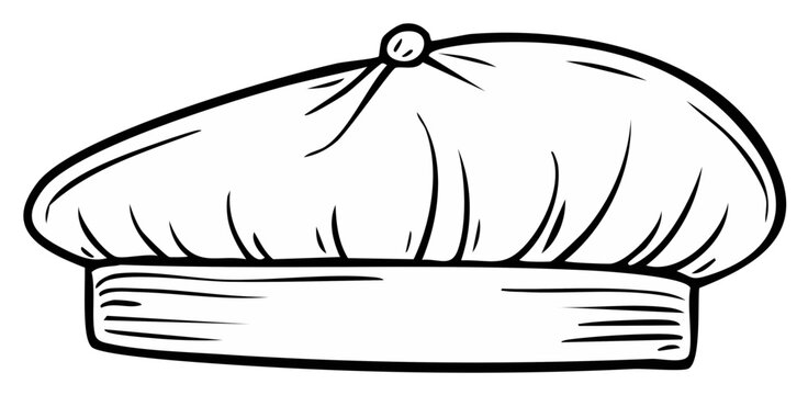 Simple outline drawing of a classic beret hat with a band