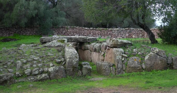 The Giant's Tomb of Moru (Tomba dei giganti di Moru), an archaeological site in Arzachena in Sardinia.