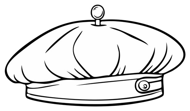 Artistic French Beret Hat Outline Illustration