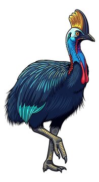 Cassowary bird in profile view standing.
