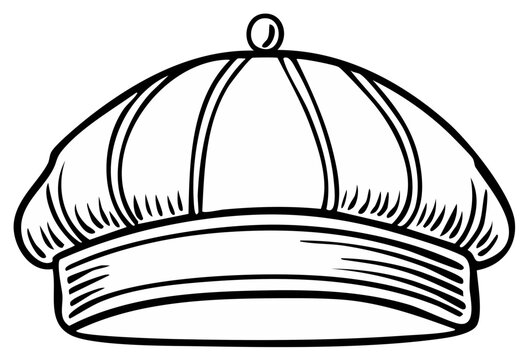 Clergy zucchetto skullcap religious Catholic headwear line art drawing