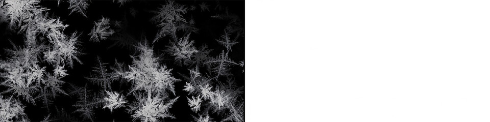 Winter frost pattern with ice crystals on window glass for cold season atmosphere and holiday window textures. © MatStudio