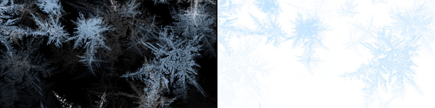 Ice crystals on window glass, frozen ornament, dark frosty background, winter pattern, cold abstract design.