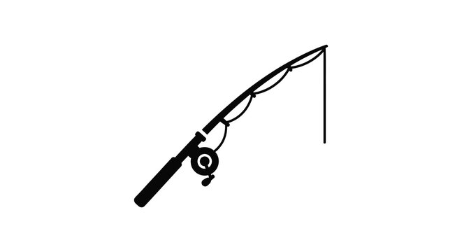 Fishing rod silhouette on a white background