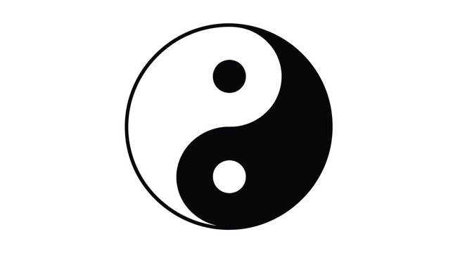 yin and yang symbol black and white circular design