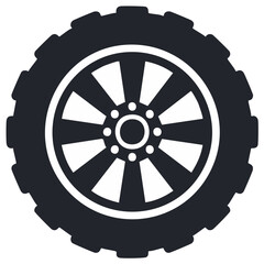 Obraz premium Off-road wheel tire icon with knobs vector graphic element for automotive or transportation theme