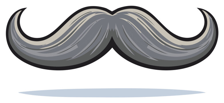 Cartoon Illustration of a Gray and Black Mustache