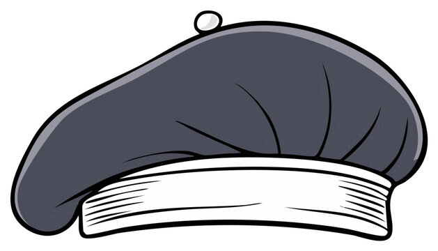 Cartoon-style Beret Hat Illustration, Headwear, Fashion, Artist, Stylish Accessory