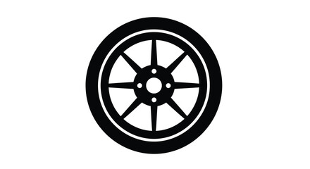 Fototapeta premium Wheel silhouette on a white background automotive tire design