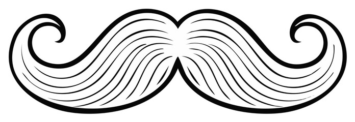 Fototapeta premium Black and white mustache illustration in a classic style