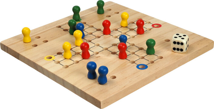 Ludo board game with die and pieces