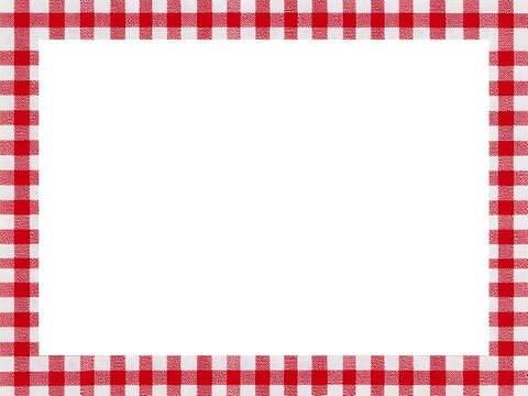 red and White Gingham Checkered Tablecloth Border Frame with Empty Background