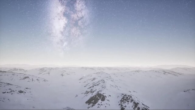 4K snowy horizon under a bright winter sky with peaceful frozen scenery.