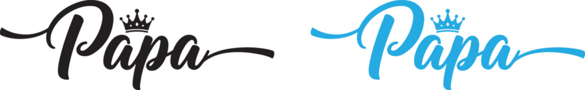 Papa text with crown silhouette in black and blue