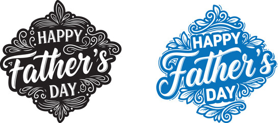 Happy Fathers Day greeting card with ornate designs and typography © Rajon